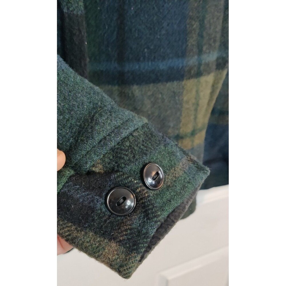 Vintage Traverse Bay Woolen Company Wool Flannel Shirt Green Blue Color 40s 50s - Picture 14 of 15